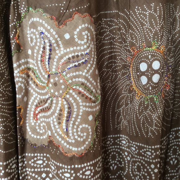 Funky People NWT Multicolor Embroidered Metallic Stitch Celestial Skirt Medium - Picture 3 of 9